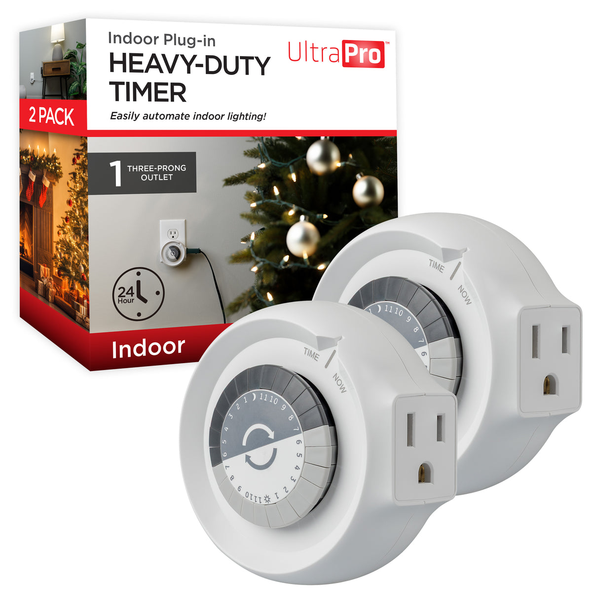 UltraPro 24-Hour 1-Outlet Grounded Plug-in Mechanical Timer, 2 Pack