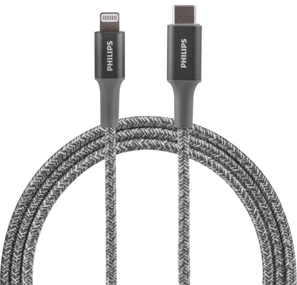 Philips 3ft. USB-C to Lightning Charging Cable with Braided Cord, Gray