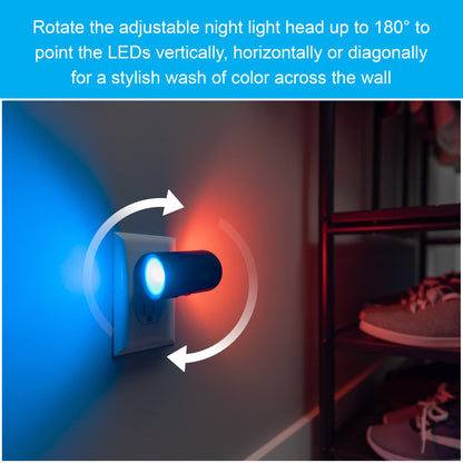 GE Color-Changing Light Sensing Swivel Night Light, Black
