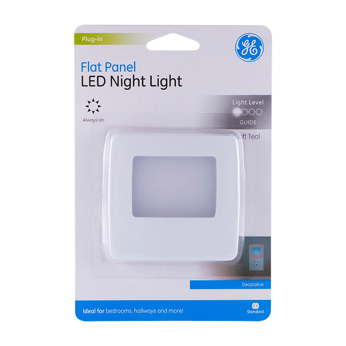 GE Flat Panel Always On LED Night Light, White