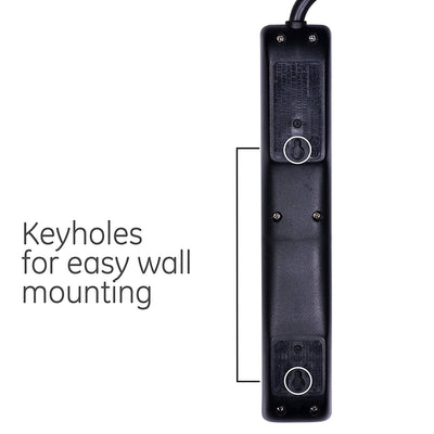 GE 6-Outlet 3ft. Surge Protector, 2 Pack, Black