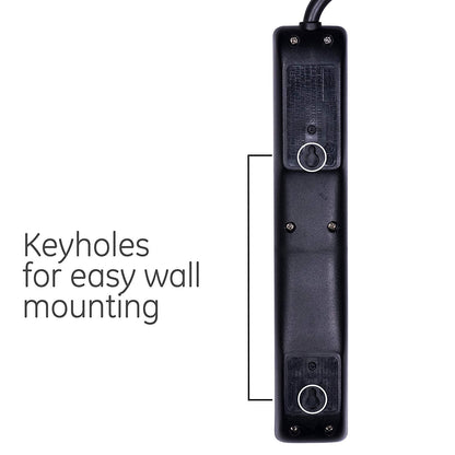 GE 6-Outlet 3ft. Surge Protector, 2 Pack, Black
