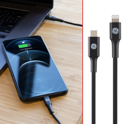 GE 6ft. USB-C to Lightning Charging Cable, Black