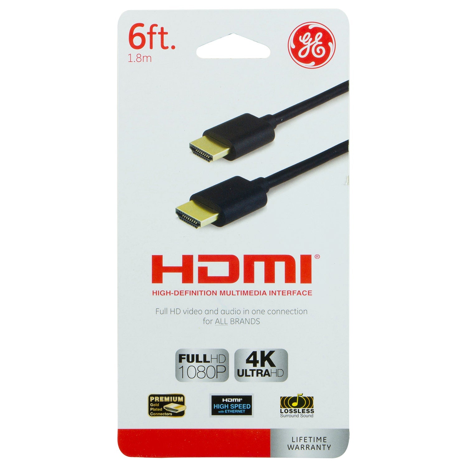 GE 6ft. HDMI Cable with Ethernet, Black