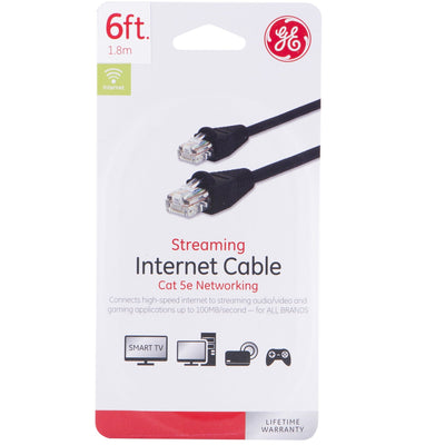 GE 6 ft. Cat 5e Ethernet Cable, Black