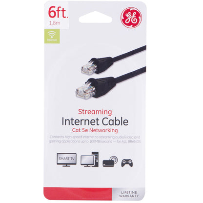 GE 6 ft. Cat 5e Ethernet Cable, Black