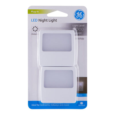 GE Always On LED Night Lights, 2 Pack, White