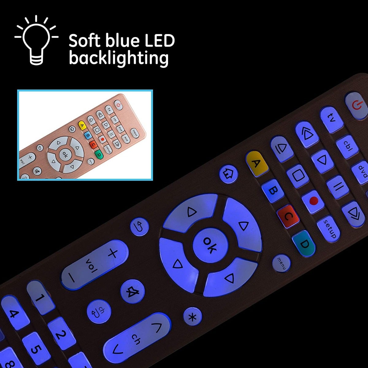 GE 4-Device Backlit Universal Remote, Brushed Rose Gold