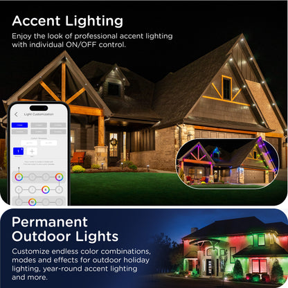 Enbrighten WiFi VIBE Color-Changing Permanent Outdoor Eternity Eave Lights, 108 Lights, 150ft. White
