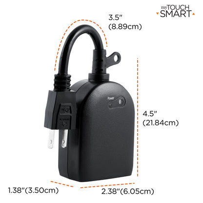 myTouchSmart Outdoor Plug-In Light-Sensing Timer, 2 Pack, Black
