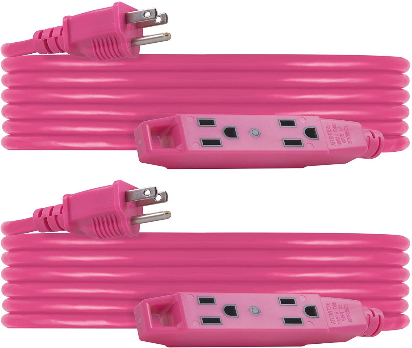 UltraPro 3-Outlet 25ft. Heavy Duty Indoor/Outdoor Extension Cord, 2 Pack, Pink
