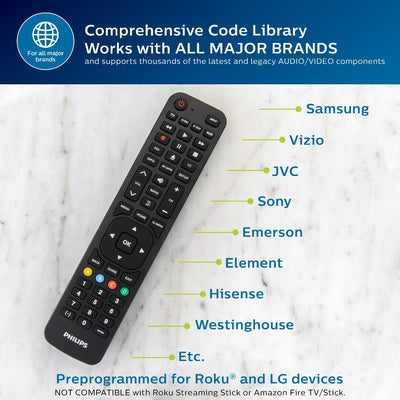 Philips 4-Device LG Replacement Remote, Black