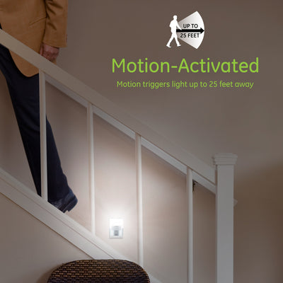 GE UltraBrite Motion Activated LED Night Light, Silver, 2 Pack