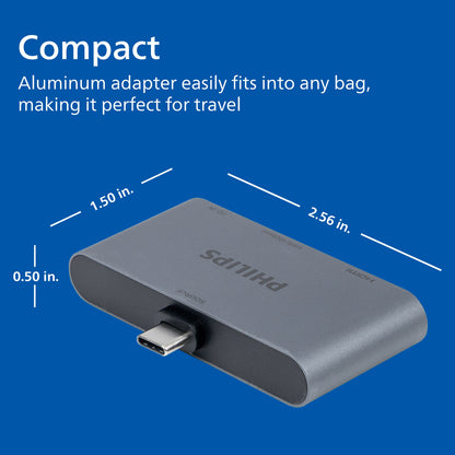Philips USB-C and HDMI Multiport Hub With Power Pass-Through, Silver