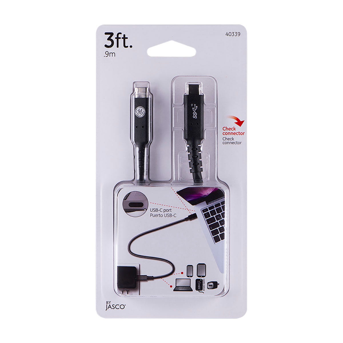 GE 3ft. USB-C Charging Cable, Black