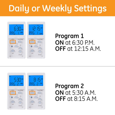 GE SunSmart Indoor In-Wall 7-Day Digital Timer, White