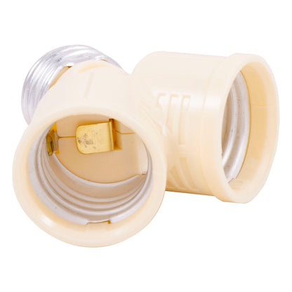 Power Gear Twin Light Socket Adapter, Ivory