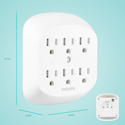 Philips 6-Outlet Wall Tap, White