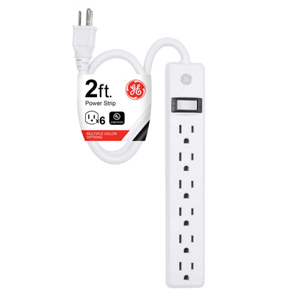 GE 6-Outlet 2ft. Power Strip, White
