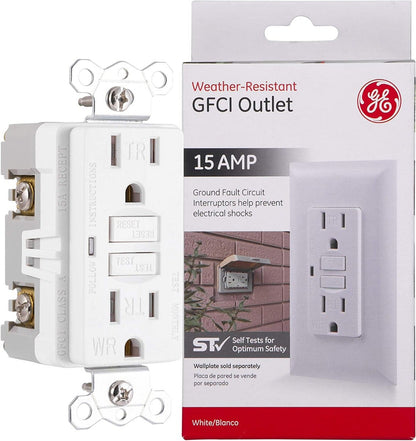 GE GFCI Tamper and Weather Resistant Receptacle , White