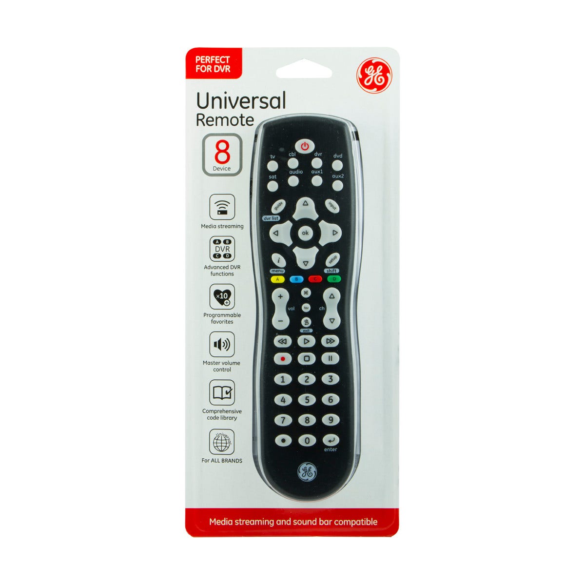 GE 8-Device Universal Remote, Black
