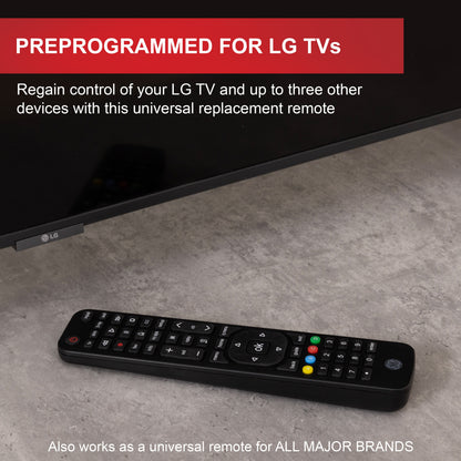 GE 4-Device Universal LG Replacement Remote, Black