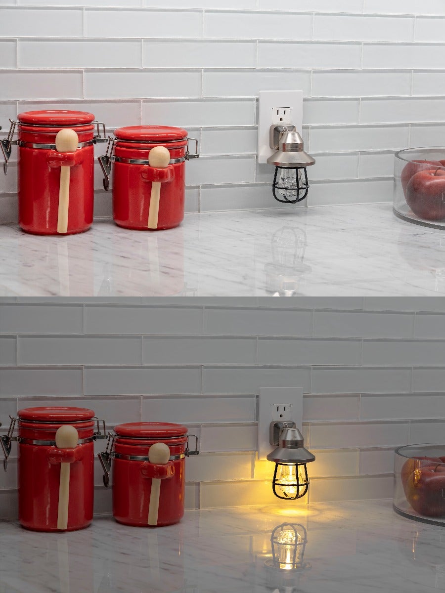 GE Vintage Cage Frame LED Night Light, Brushed Nickel