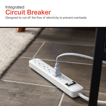 GE 6-Outlet 8ft. Power Strip, White