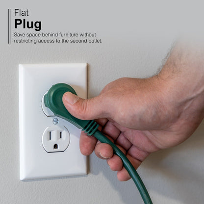 GE 3-Outlet 8ft. Extension Cord with Right-Angle Plug, Green