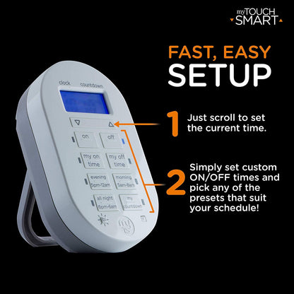 myTouchSmart Indoor/Outdoor Plug-In Simple Set Wireless Timer System, Black/White
