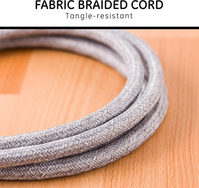 GE Pro 15ft. Extension Cord, Surge Protection, Braided Cord, Gray Heather