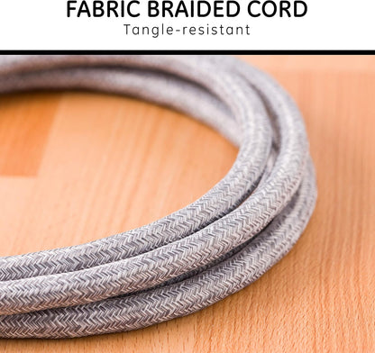 GE Pro 15ft. Extension Cord, Surge Protection, Braided Cord, Gray Heather