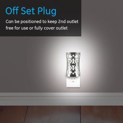 GE CoverLite Light Sensing LED Night Light, Brushed Nickel