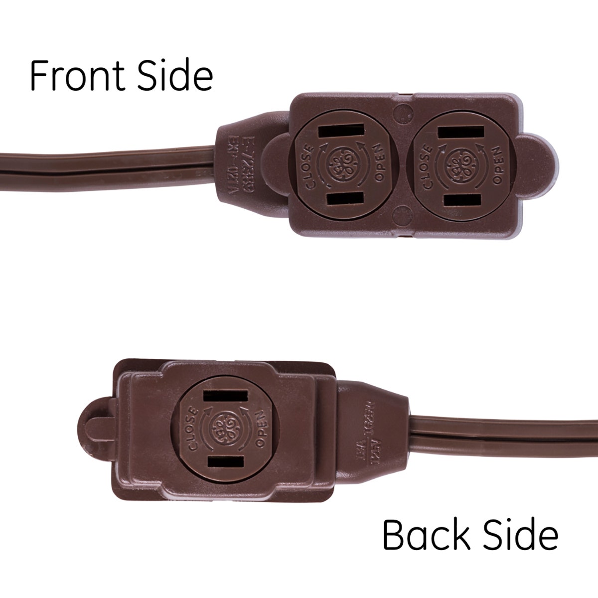GE 3-Outlet 6ft. Extension Cord with Twist-to-Close Outlets, Brown