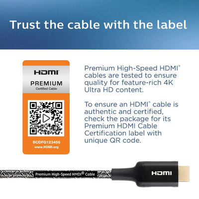 Philips 6ft. 4K Premium HDMI Cable With Ethernet, Black
