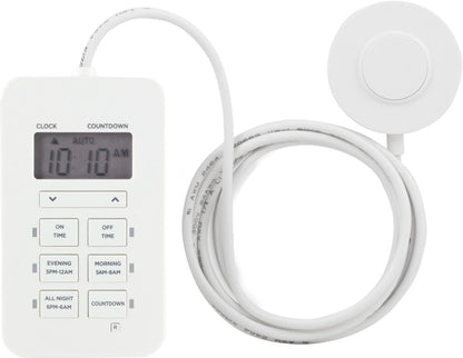 UltraPro Indoor Plug-In 2-Outlet Digital Timer with 5ft. Tethered Button, White