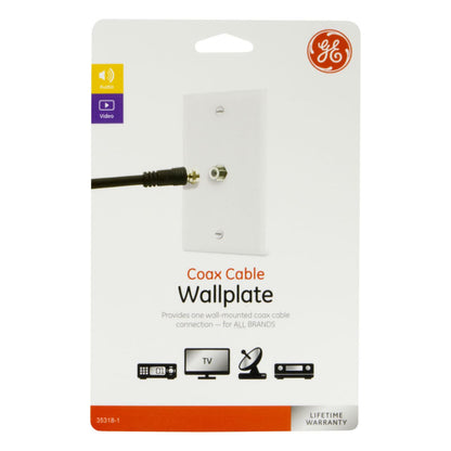 GE Coax Wall Plate, White