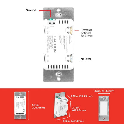 UltraPro In-Wall Add-On Switch with QuickFit and SimpleWire, White