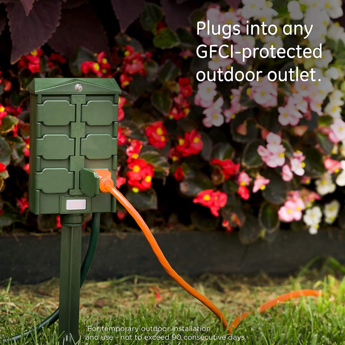 myTouchSmart Outdoor 6-Outlet Light Sensing Yard Stake Timer with 10ft. Cord, Green