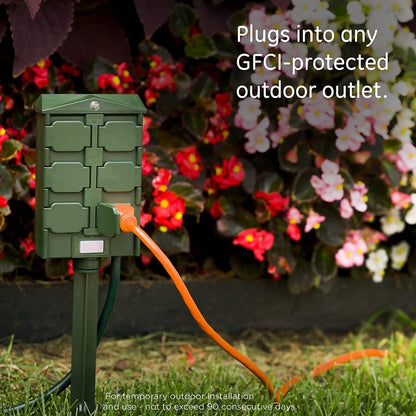 myTouchSmart Outdoor 6-Outlet Light Sensing Yard Stake Timer with 10ft. Cord, Green