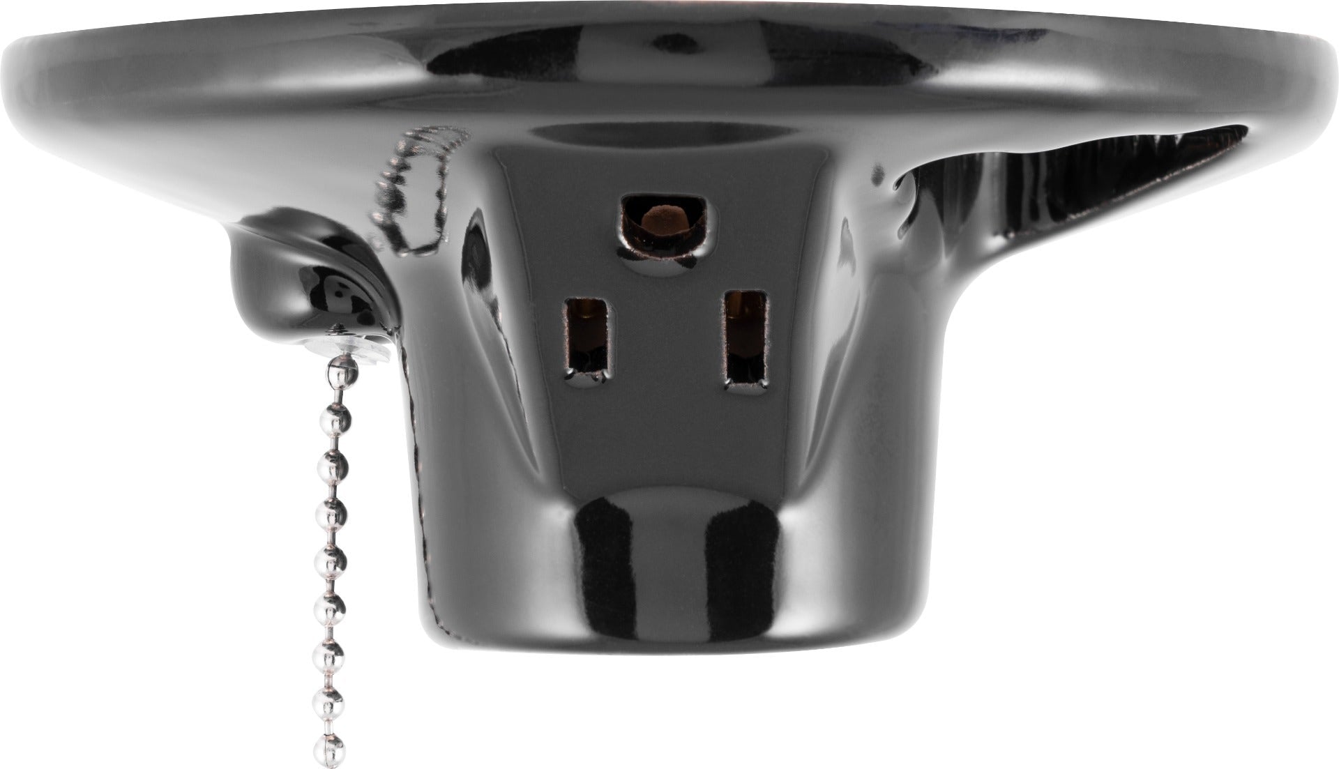 GE 1-Outlet Porcelain Lampholder with Pull Chain, Black
