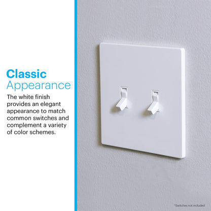 Power Gear Double Toggle Screwless Wall Plate, White