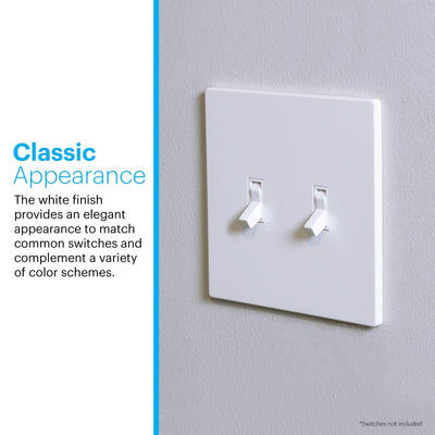 Power Gear Double Toggle Screwless Wall Plate, White, 10 Pack