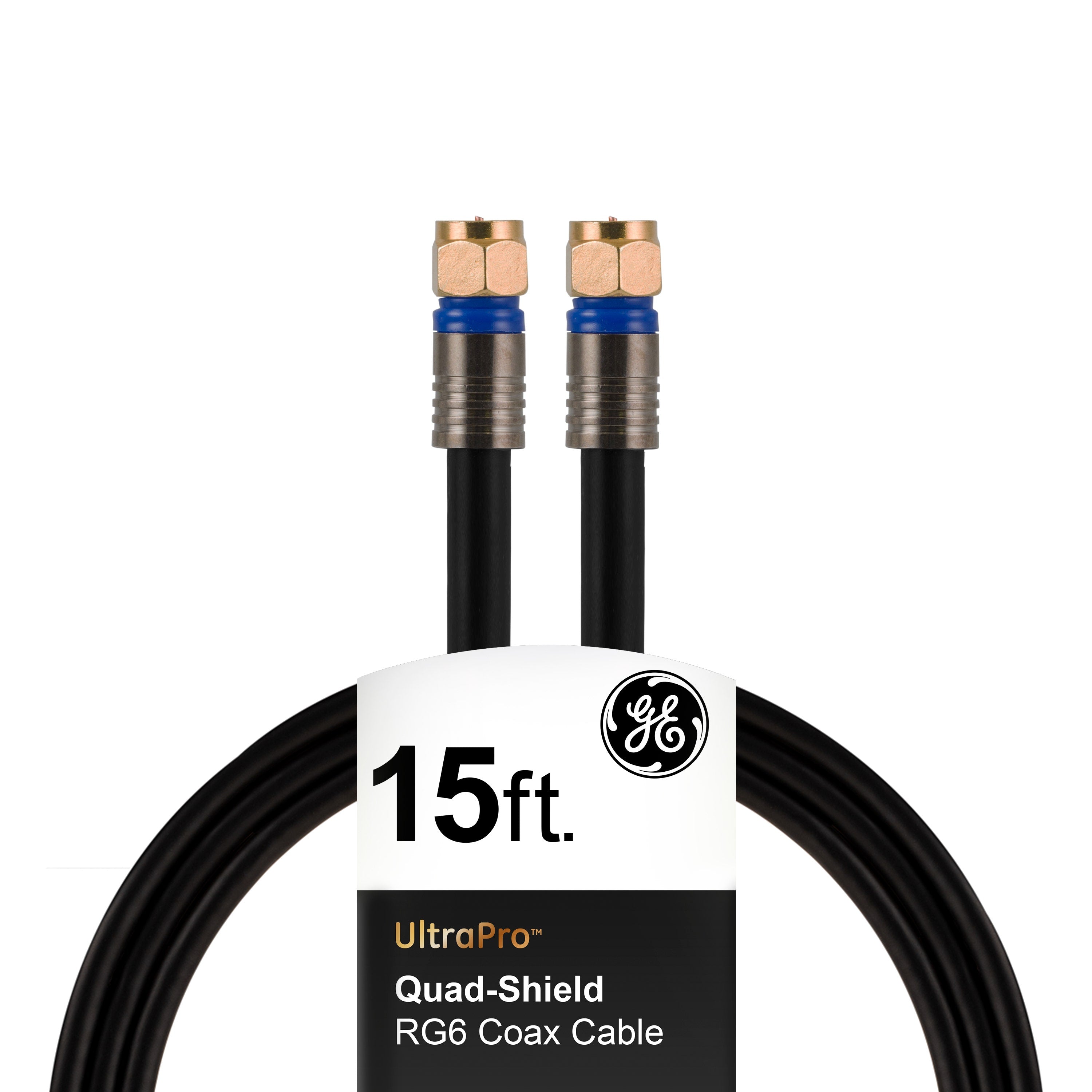 GE 15ft. Quad-Shield RG6 Coaxial Cable, Black
