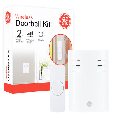 GE Plug-In 2-Chime Wireless Door Chime Kit, White