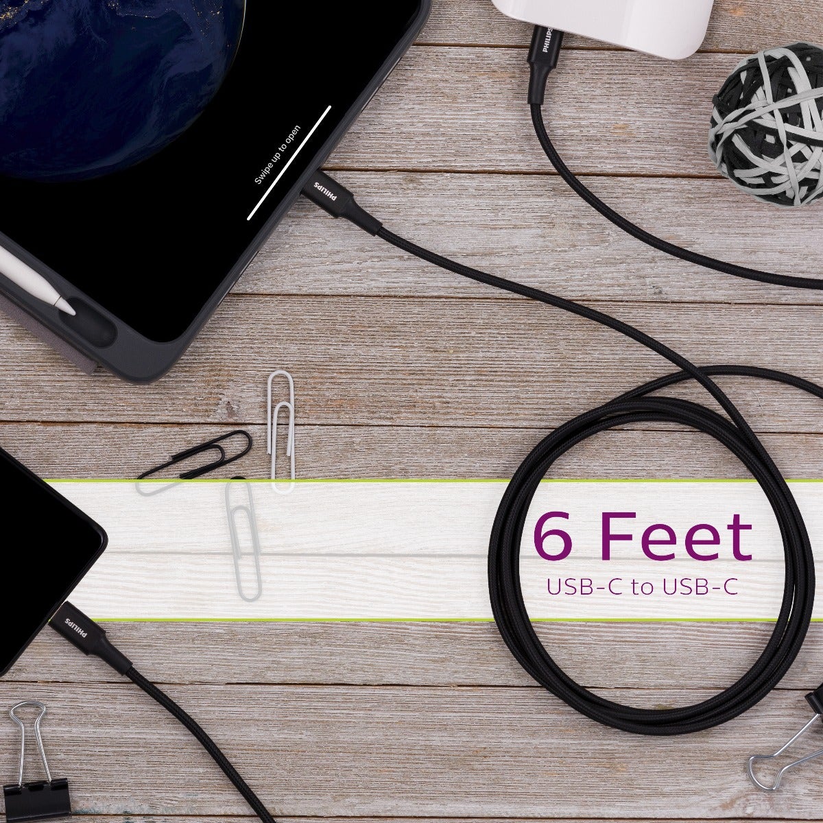 Philips 6ft. USB-C Braided Charging Cable, Black