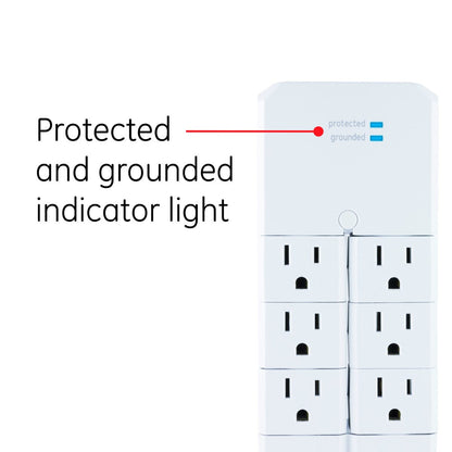 GE 6-Outlet Wall Tap with Surge Protection and Swivel Outlets, White
