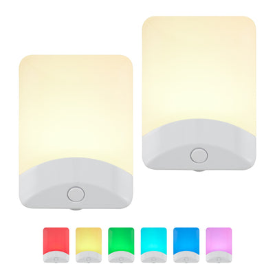 GE Color Changing Light Sensing LED Night Light, 2 Pack, White