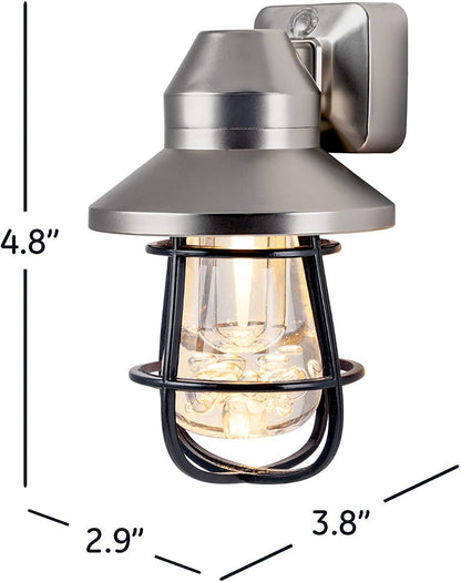 GE Vintage Cage Frame Light Sensing LED Night Light, 2 Pack, Brushed Nickel