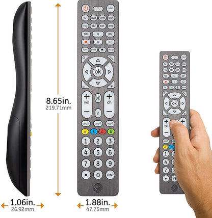 GE 8-Device Backlit Universal Remote, Brushed Graphite